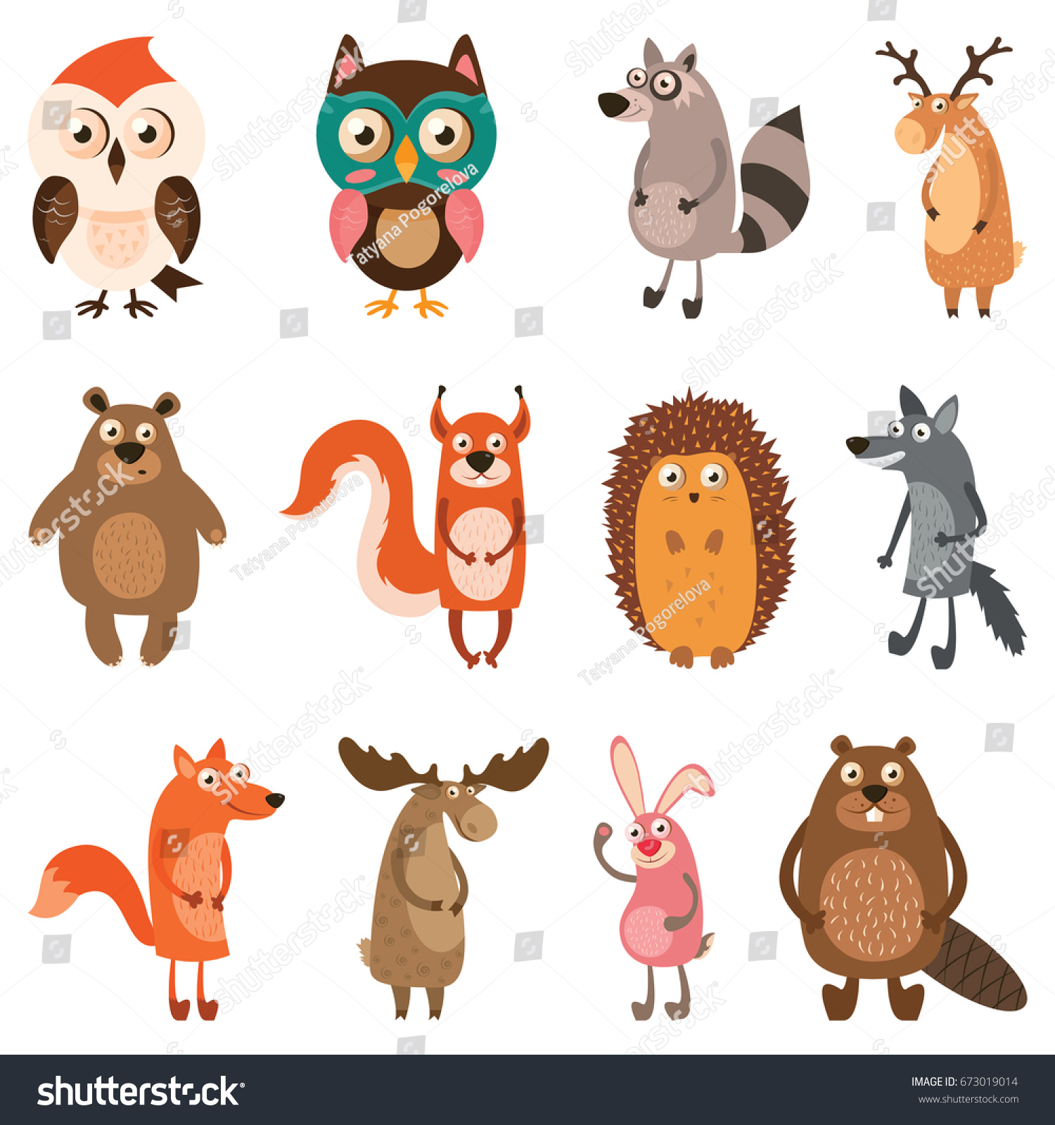 Cute Forest Animals Vector Illustration On Stock Vector (Royalty Free ...