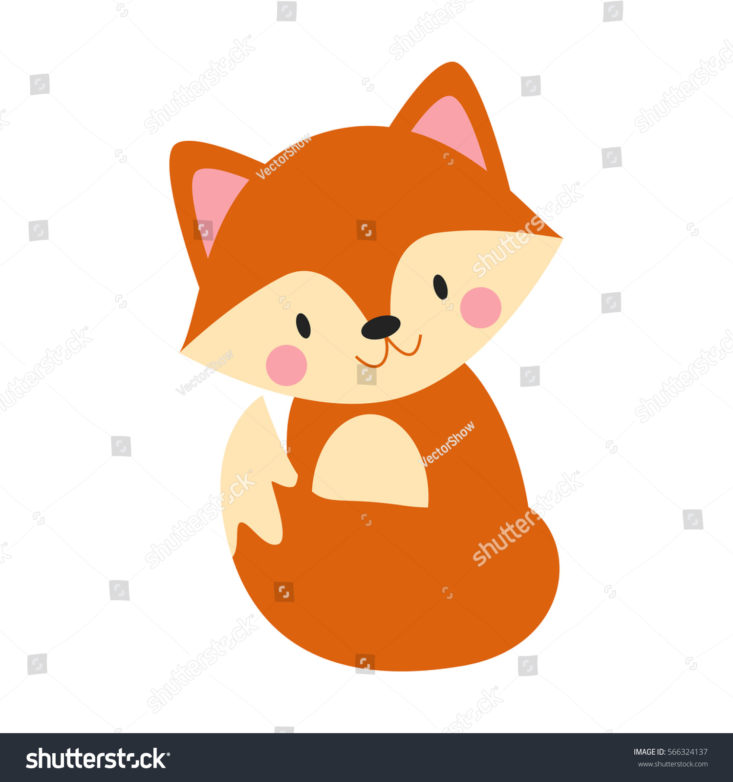 Cute Fox Adorable Cartoon Vector Illustration Stock Vector 566324137
