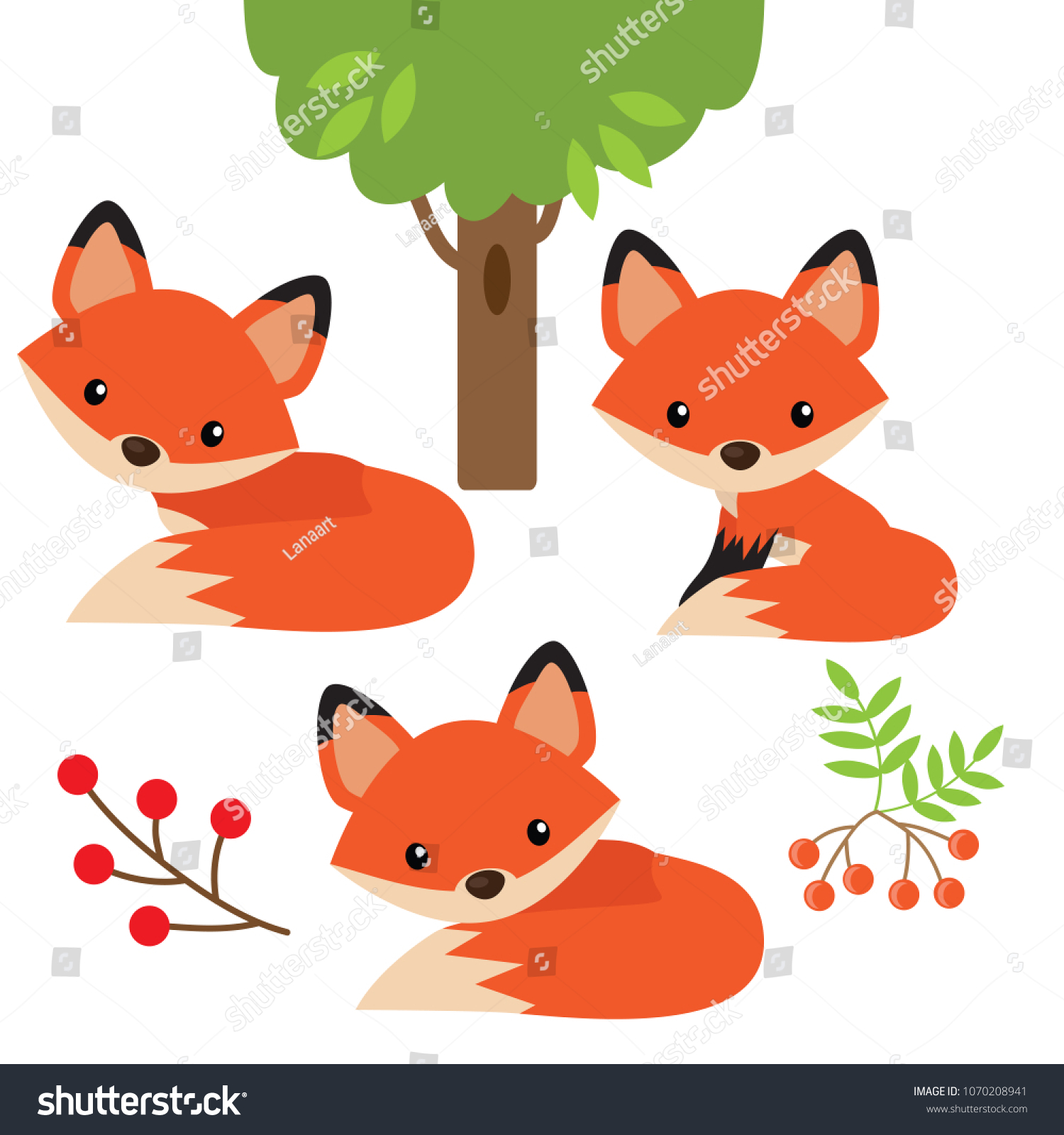 Cute Fox Vector Cartoon Illustration Vector De Stock Libre De Regalías 1070208941 Shutterstock 9696