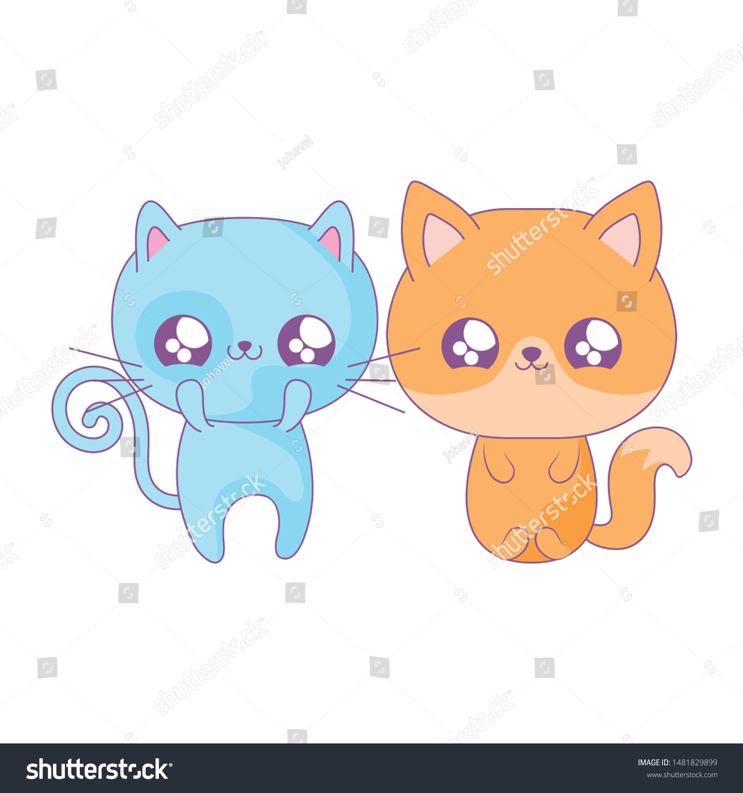 Cute Fox Cat Baby Animals Kawaii Stock Vector Royalty Free