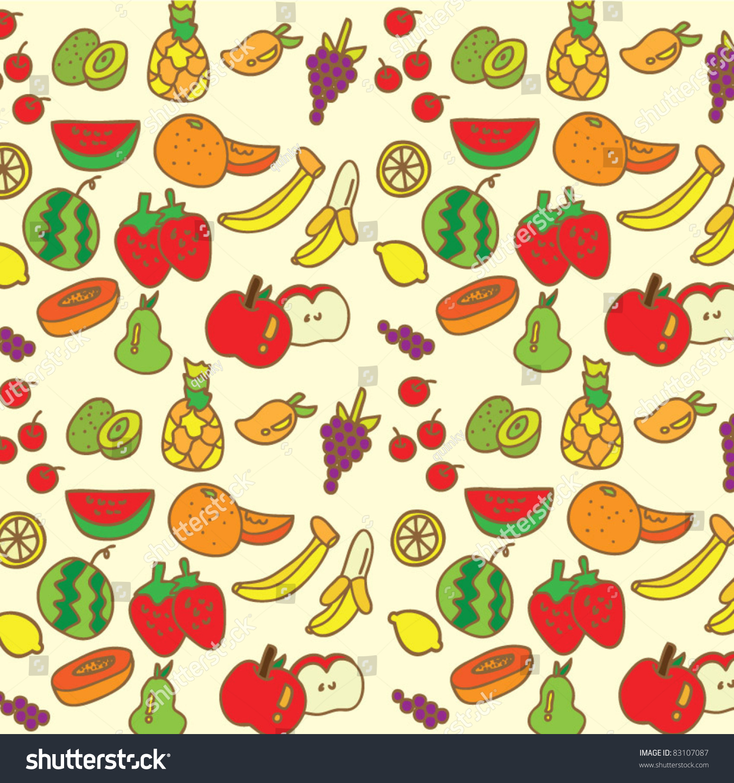 Cute Fruit Seamless Background Stock Vector 83107087 - Shutterstock