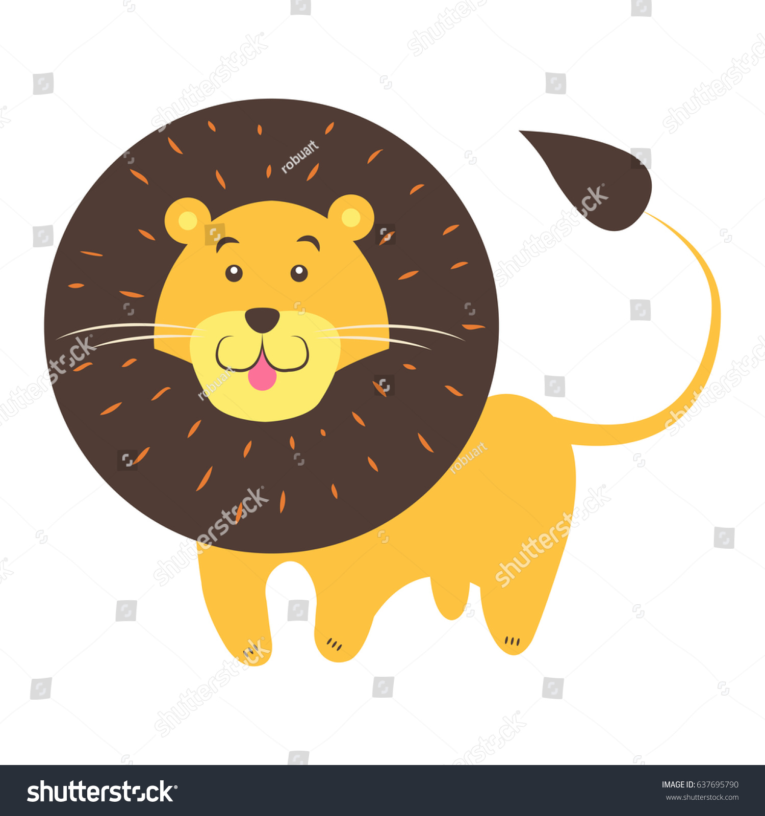 SVG of Cute funny african cat or lion vector flat cartoon sticker isolated on white. Wild animal illustration for game counters, price tags svg