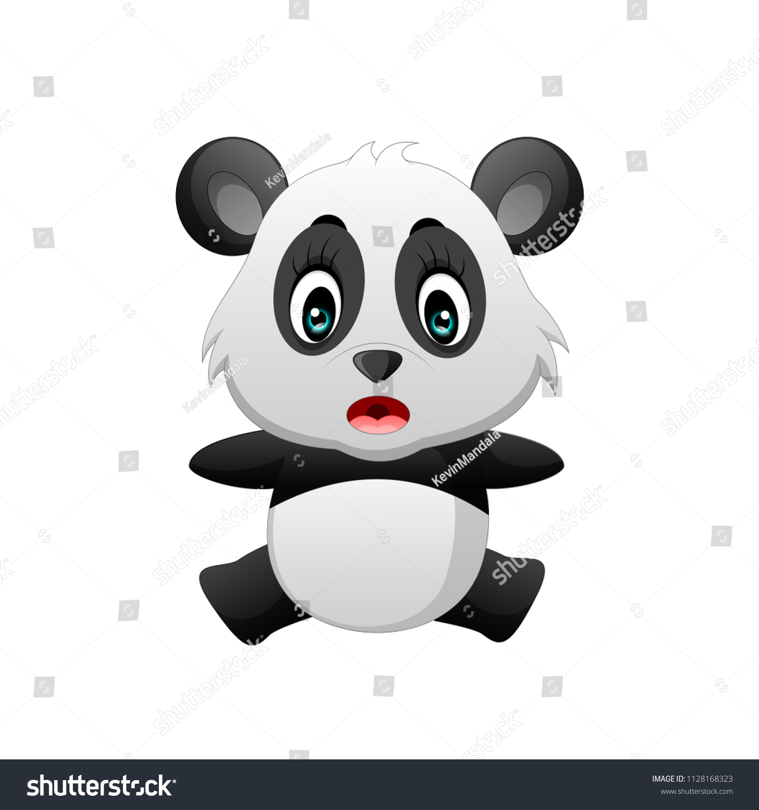 Cute Funny Baby Panda Cartoon Stock Vector Royalty Free 1128168323