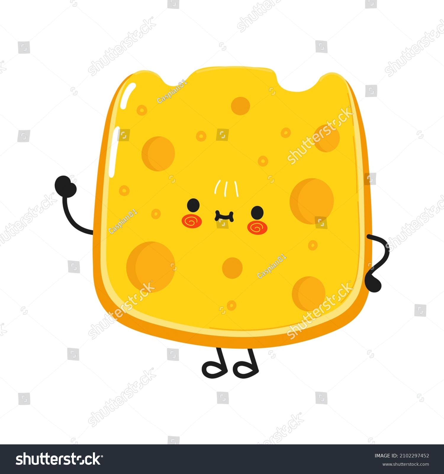 SVG of Cute funny cheese waving hand character. Vector hand drawn cartoon kawaii character illustration icon. Isolated on white background. Cheese character concept svg