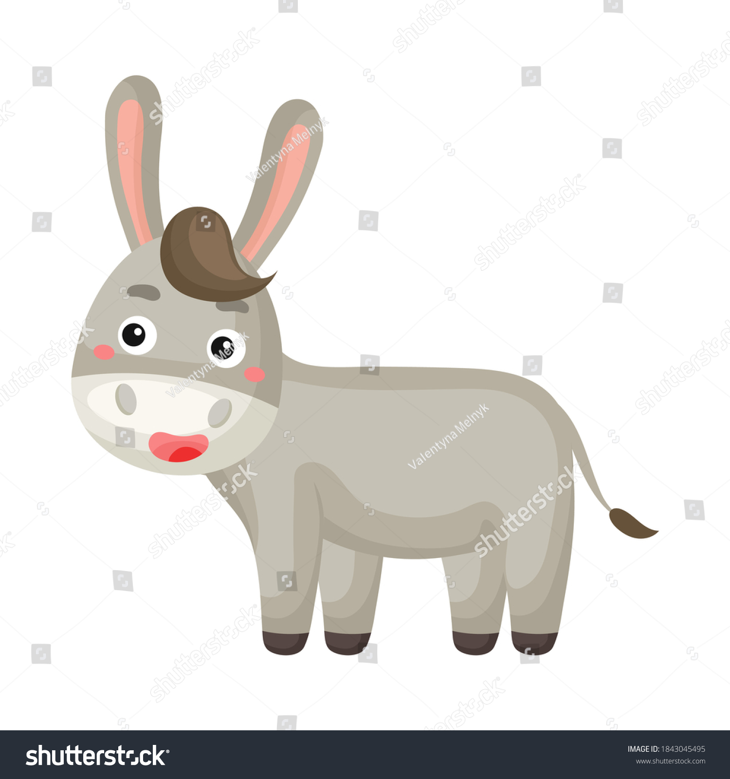 Cute Funny Donkey Print On White Stock Vector (Royalty Free) 1843045495 ...