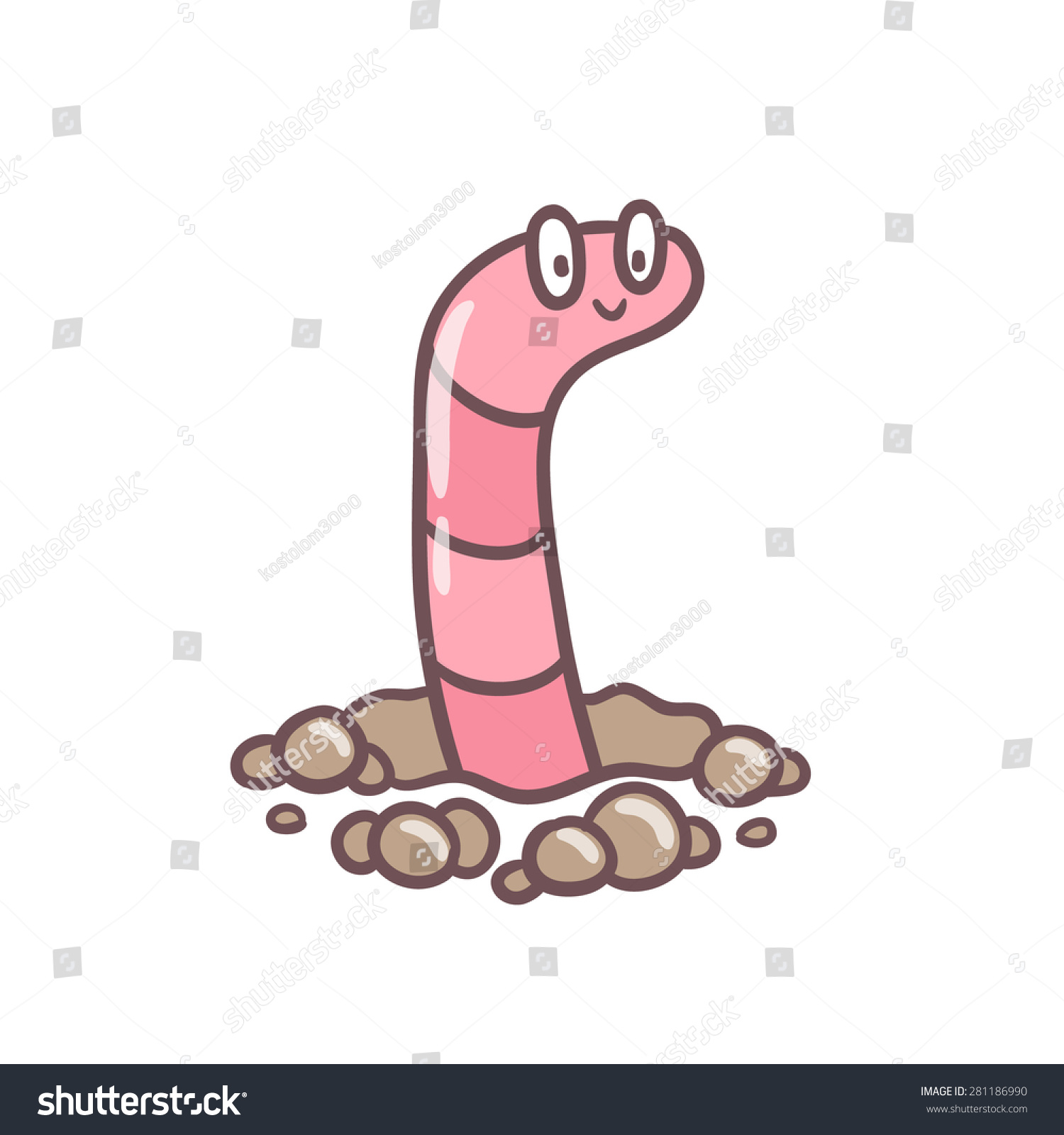 Cute Funny Hand Drawn Vector Worm Stock Vector 281186990 - Shutterstock