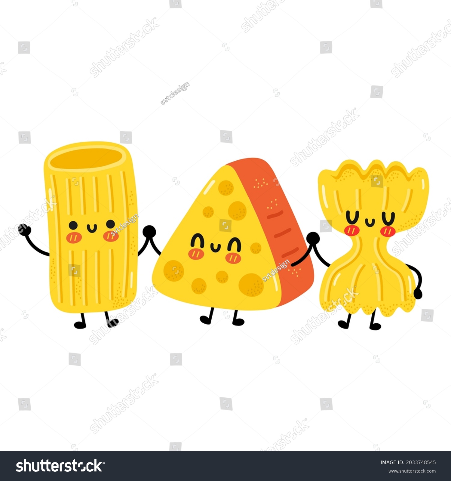 SVG of Cute funny macaroni pasta noodles character. Vector cartoon kawaii character illustration. Isolated on white background. Cute macaroni, cheese cartoon mascot concept svg