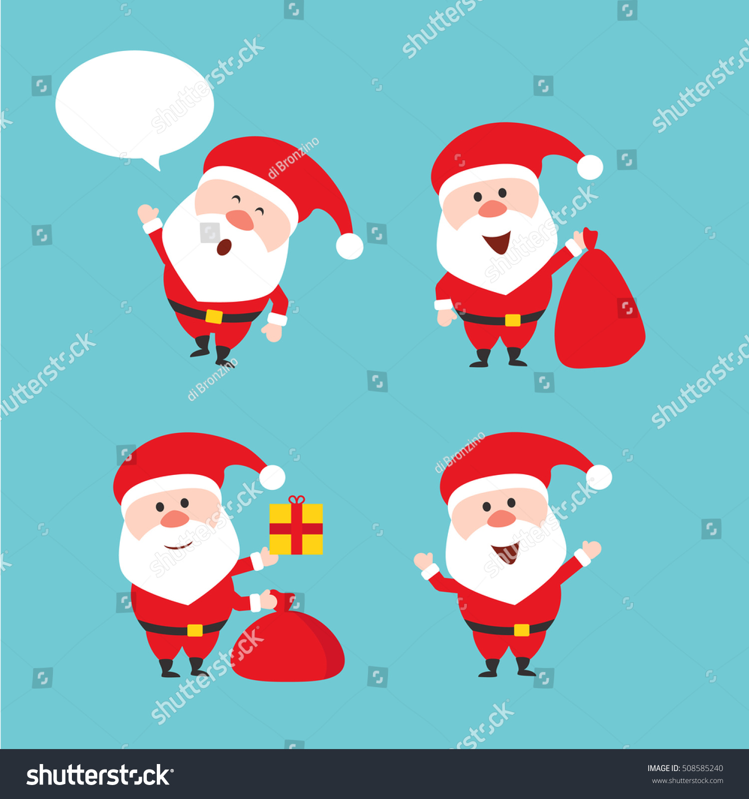 Cute Funny Santa Claus Vector Set Stock Vector 508585240 - Shutterstock