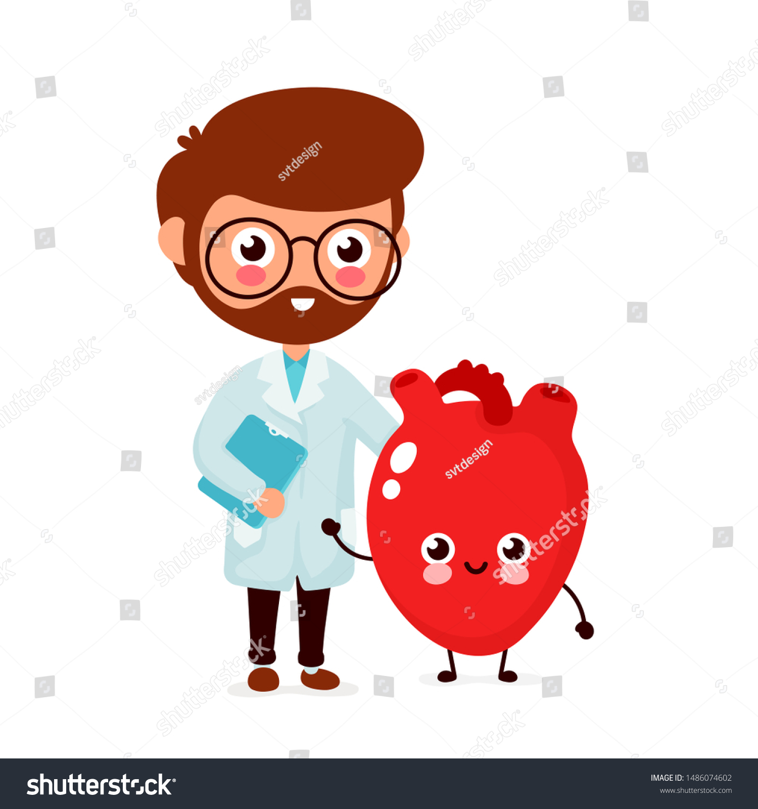 Cute Funny Smiling Doctor Cardiologist Healthy Stock Vector Royalty