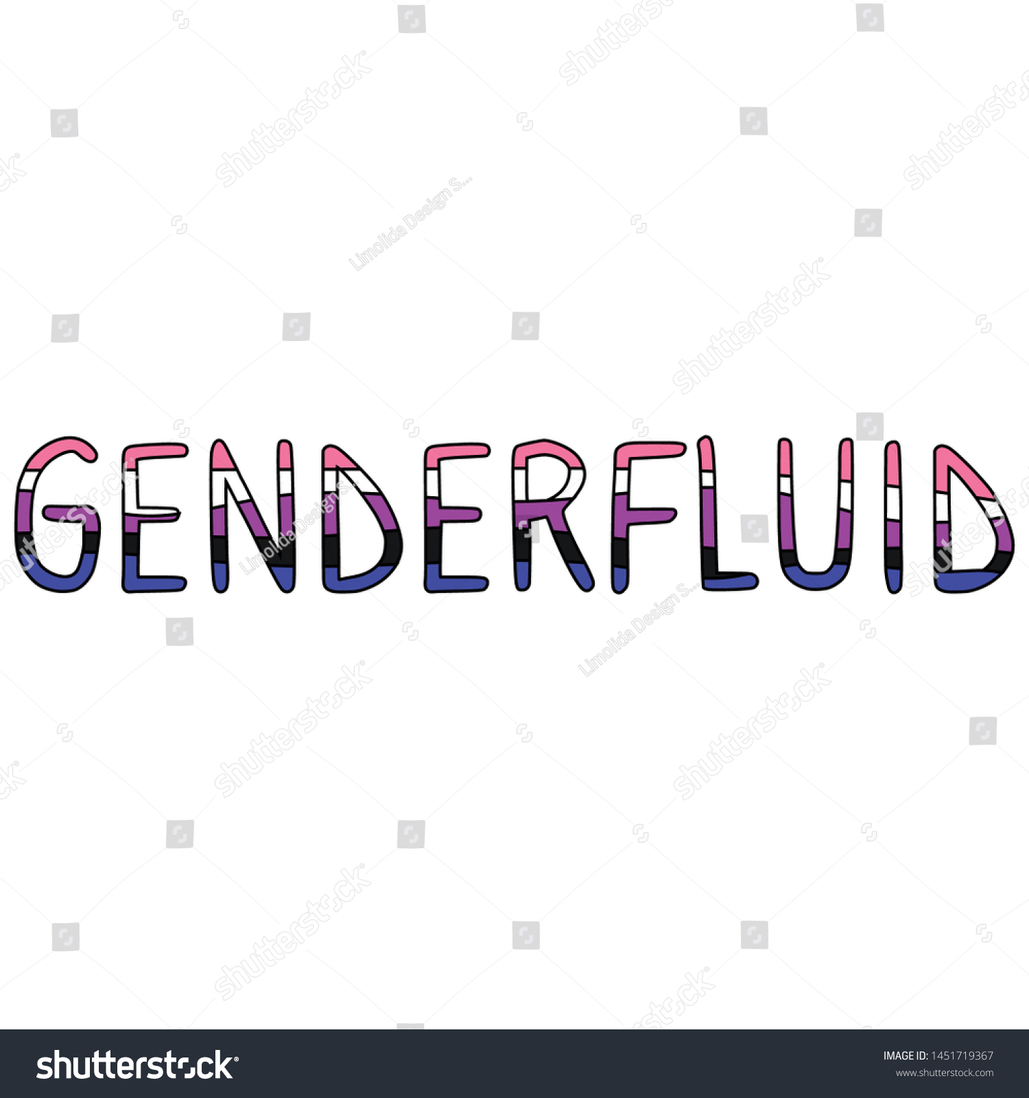 Cute Gender Fluid Typography Cartoon Vector Stock Vector Royalty Free 1451719367