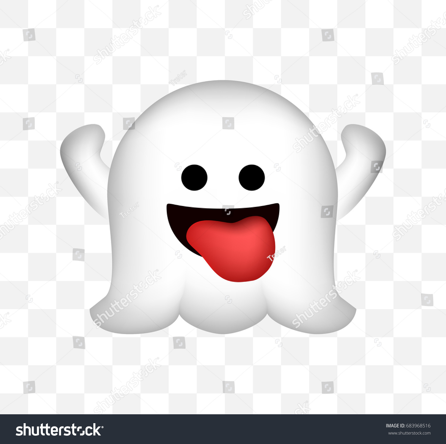 Cute Ghost Icon On Transparent Background Stock Vector ...