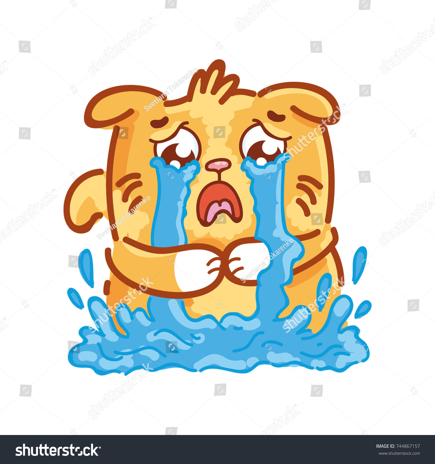 Cute Ginger Cat Sad Crying Hard Stock Vector 744867157 ...