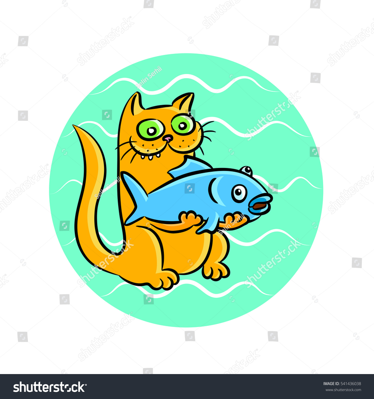 Cute Ginger Cat Fish Vector Stock Vector (Royalty Free) 541436038