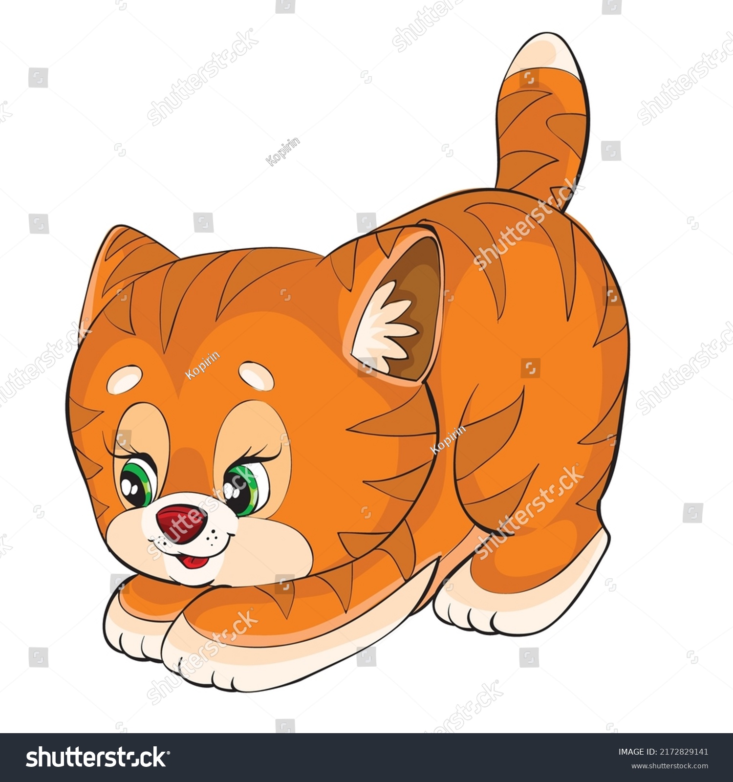 Cute Ginger Kitten Character That Playing Stock Vector (Royalty Free ...