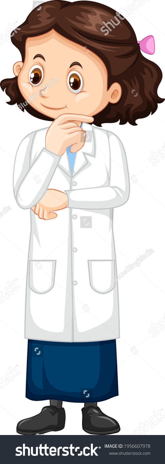 Cute Girl Cartoon Character Wearing Science Stock Vector (Royalty Free ...