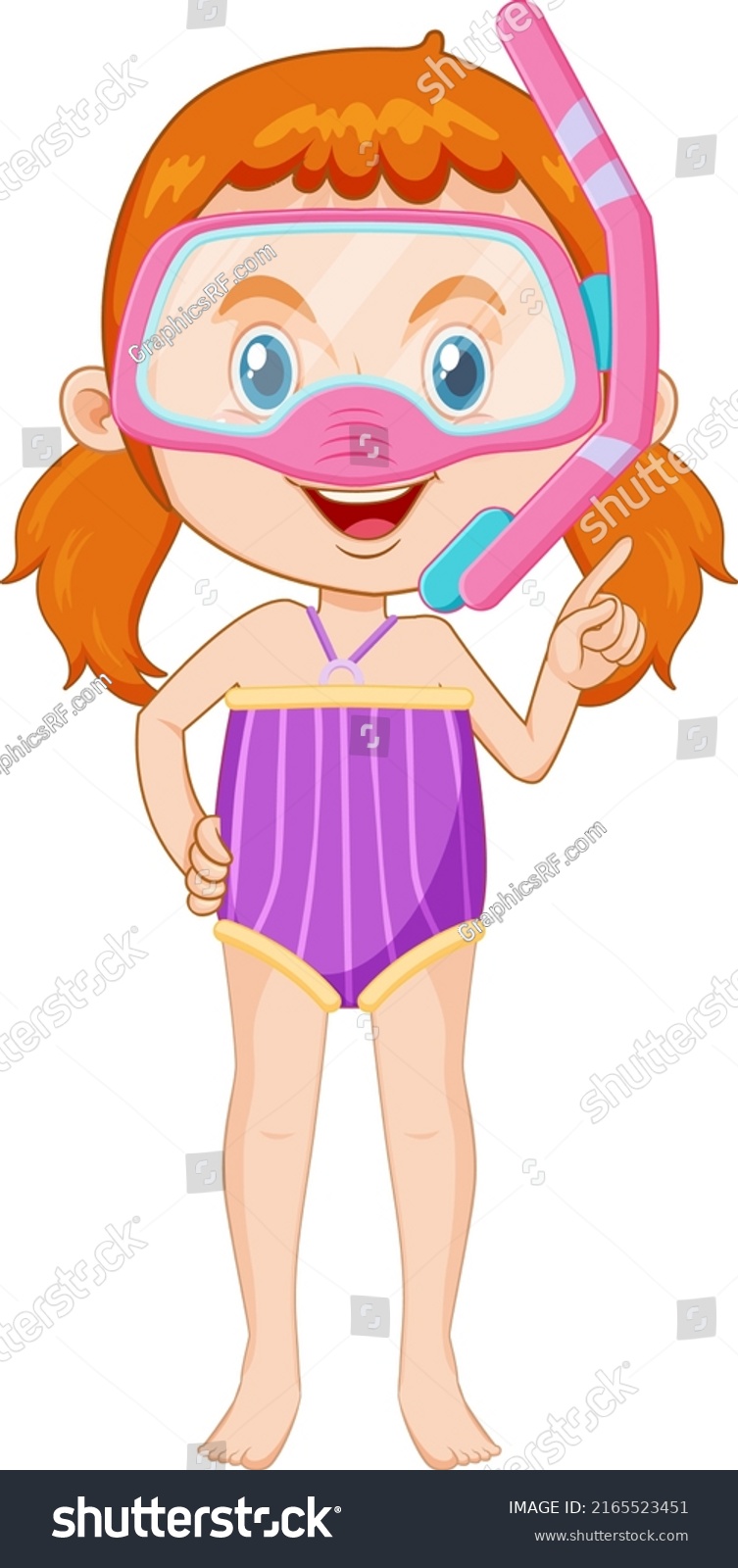 Cute Girl Cartoon Character Wearing Swimming Stock Vector (Royalty Free ...