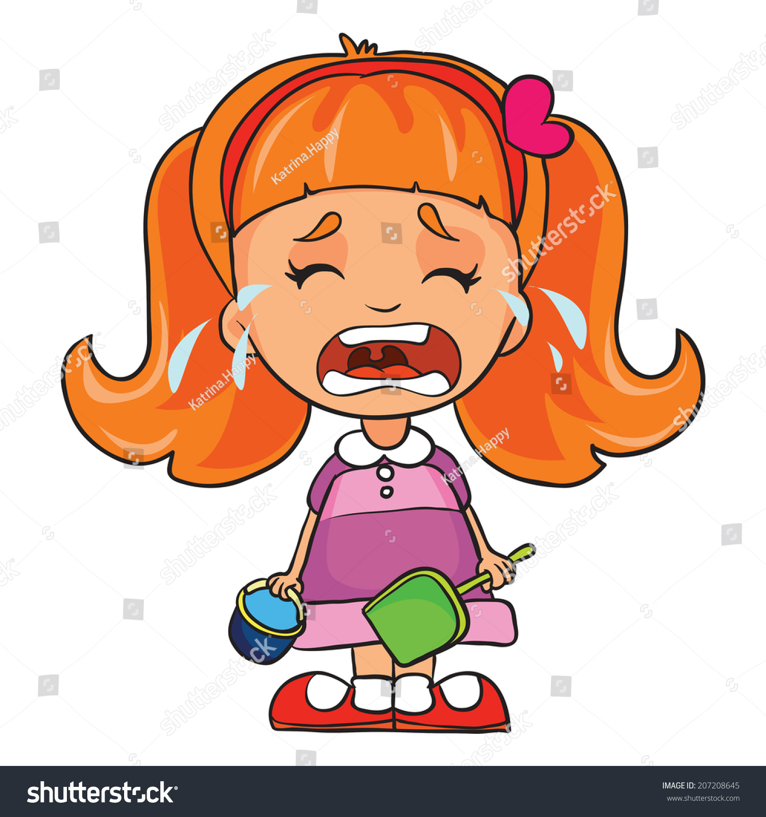 Download Cute Girl Crying Vector Illustration On Stock Vector (Royalty Free) 207208645 - Shutterstock