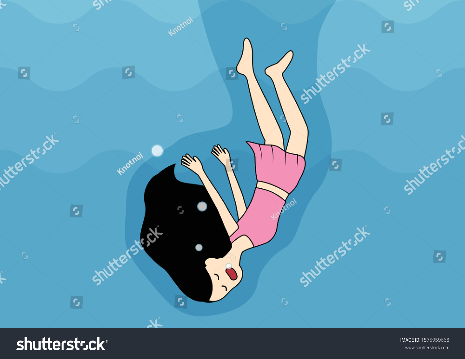 drowning girl in water