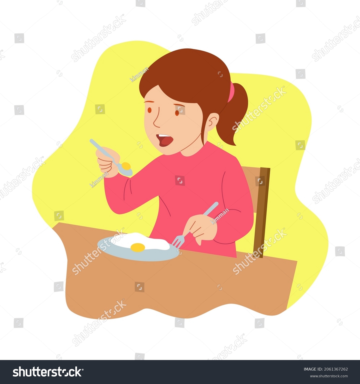 Cute Girl Eating Vector Image Stock Vector Royalty Free 2061367262