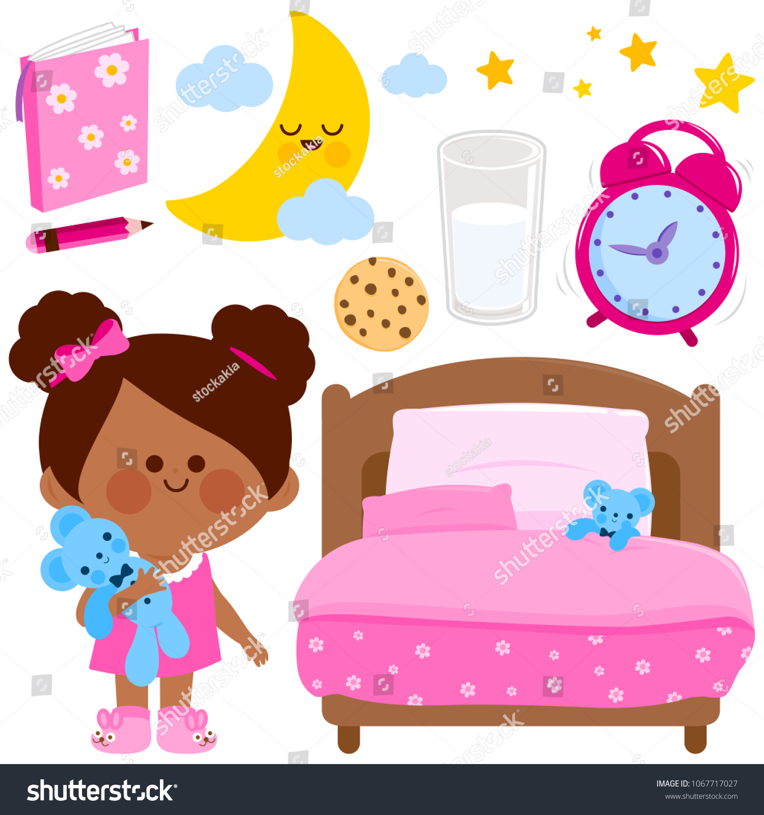 Cute Girl Getting Ready Bed Night Stock Vector Royalty Free
