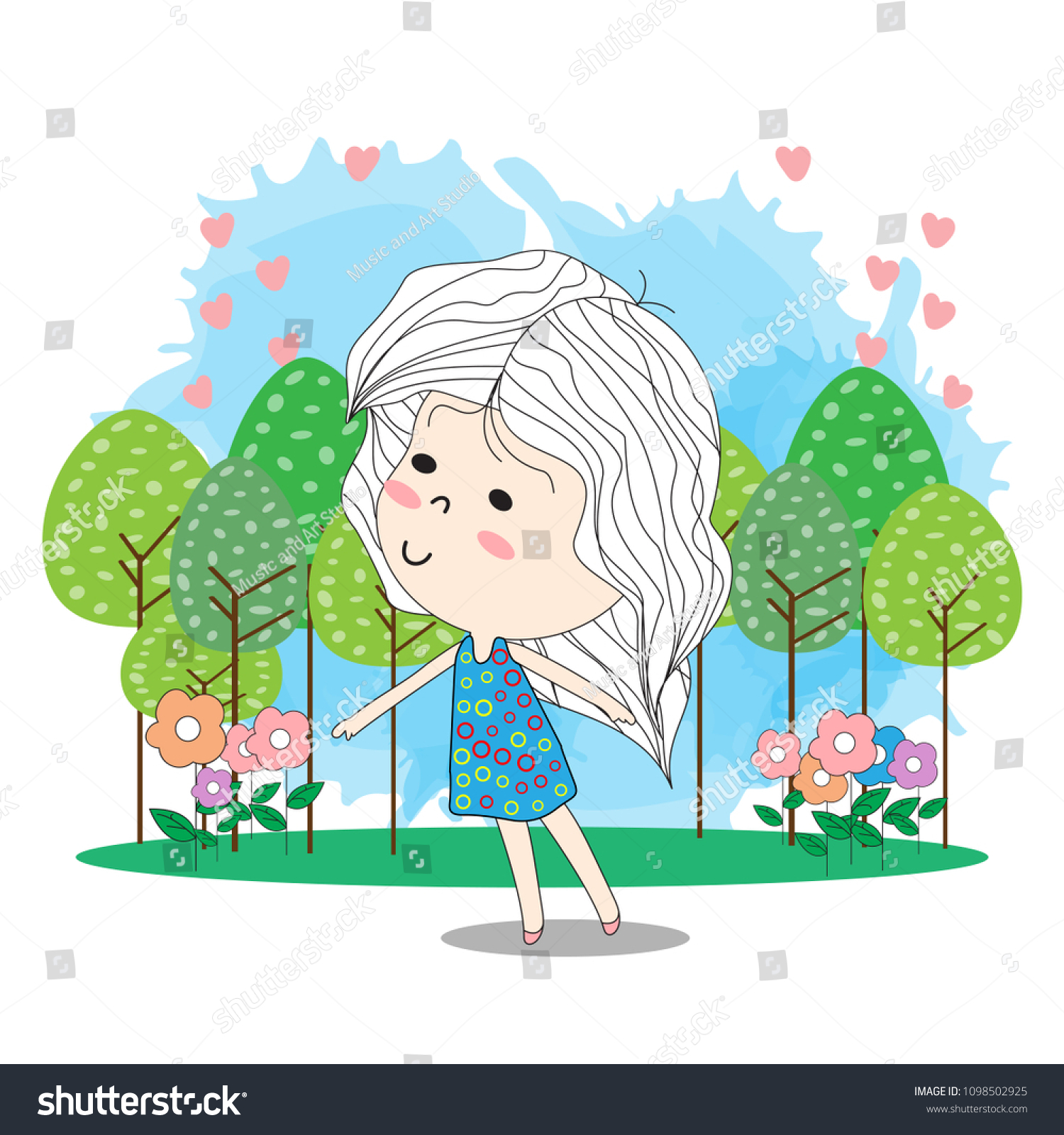 Cute Girl Happy Sweet Love Summer Stock Vector Royalty Free