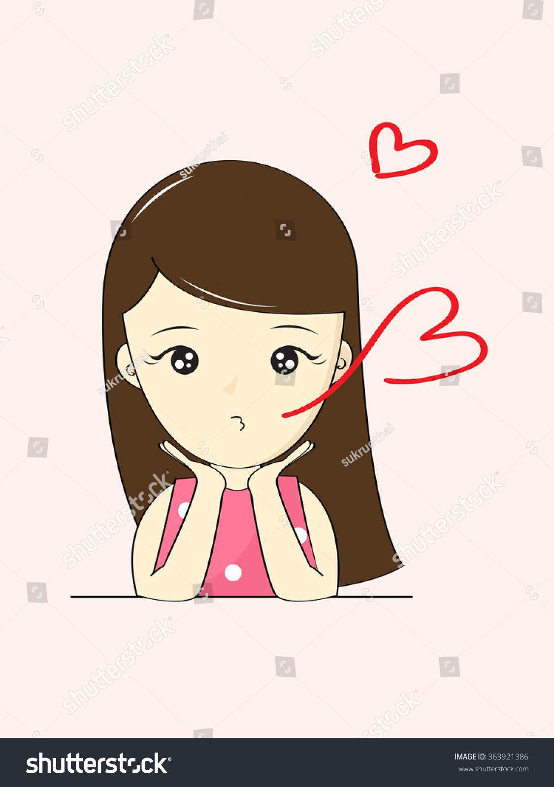 Cute Girl Love Cartoon Vector Stock Vector (Royalty Free) 363921386