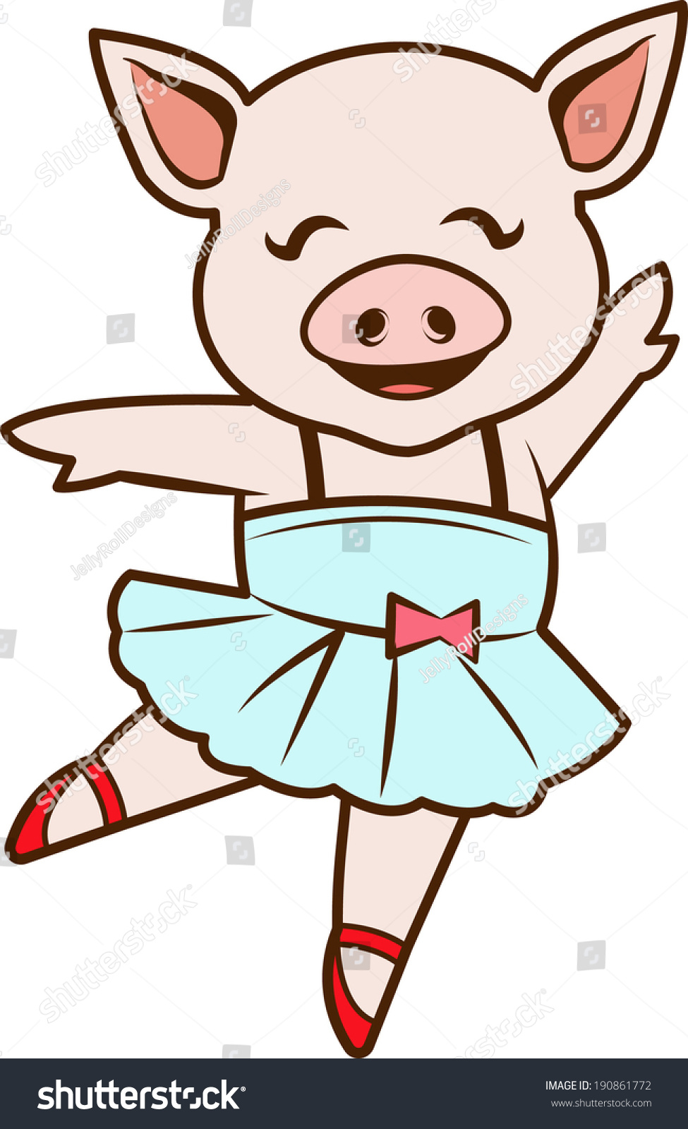 Cute Girl Pig Dancing Ballet Eps Stock Vector 190861772 - Shutterstock