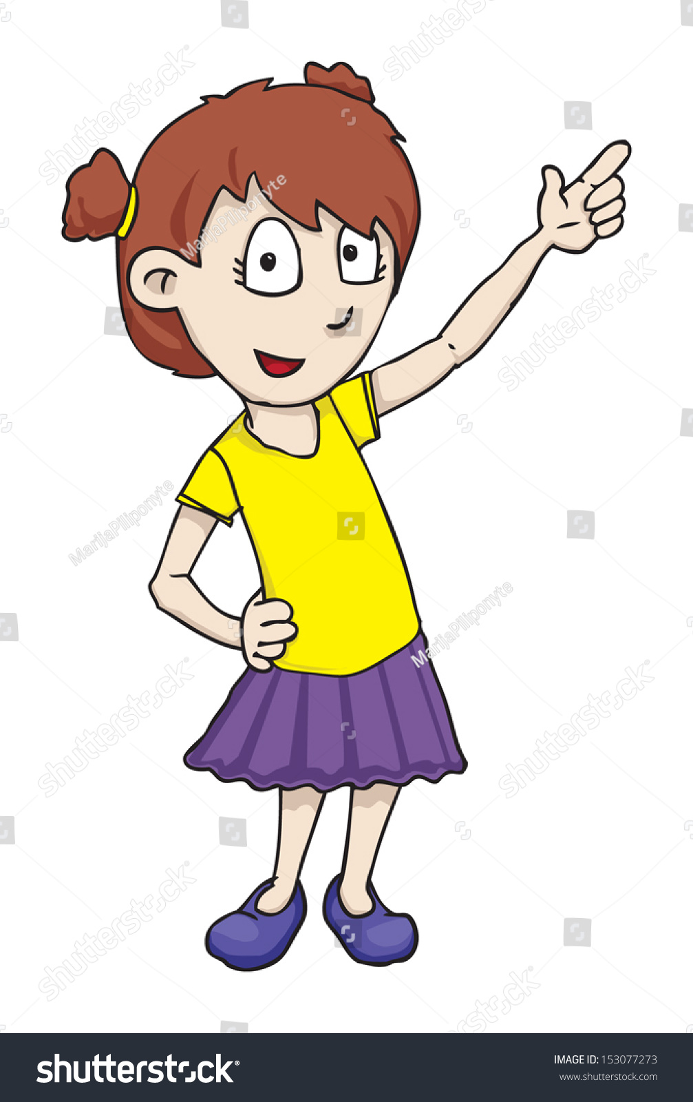 Cute Girl Pointing, Vector Illustration - 153077273 : Shutterstock