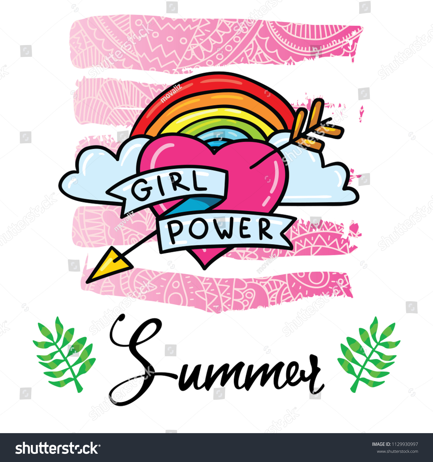 Cute Girl Power Feminism Symbol Sticker Stock Vector Royalty Free