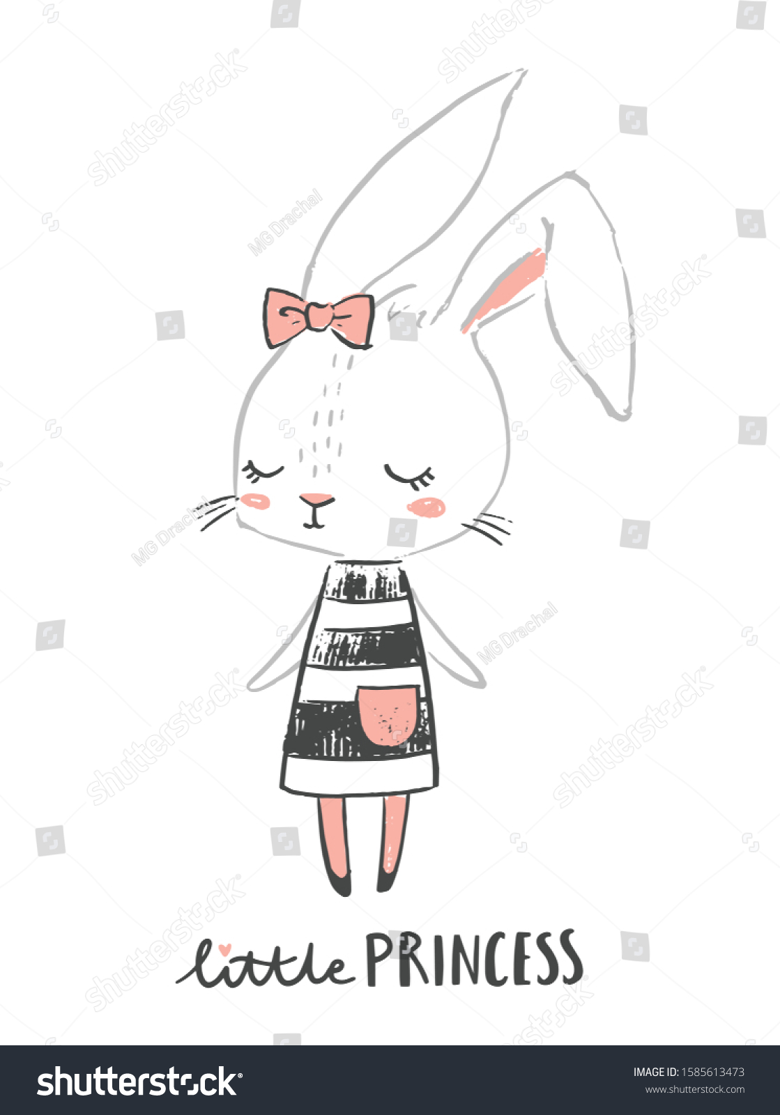 Cute Girl Rabbit Character Little Princess Stock Vector (Royalty Free ...