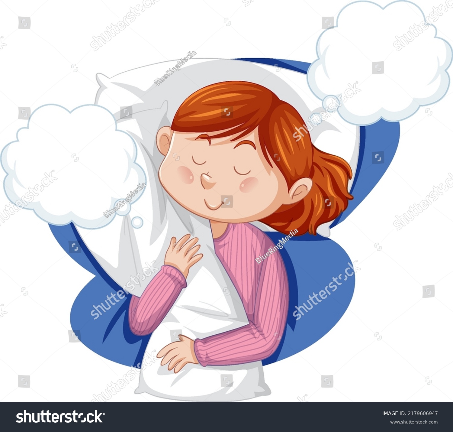 Cute Girl Sleeping Clipart Illustration Stock Vector (Royalty Free ...