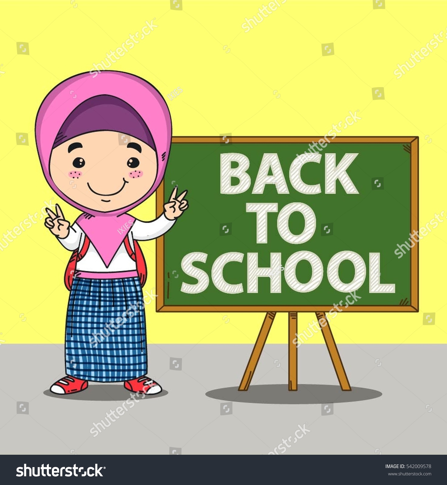 Cute Girl Student Wear Hijab Stock Vector (Royalty Free) 542009578 ...