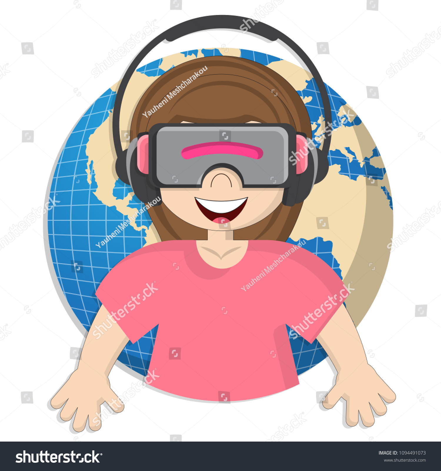 Cute Girl Glasses Virtual Reality Isolated Stock Vector Royalty Free 1094491073 Shutterstock