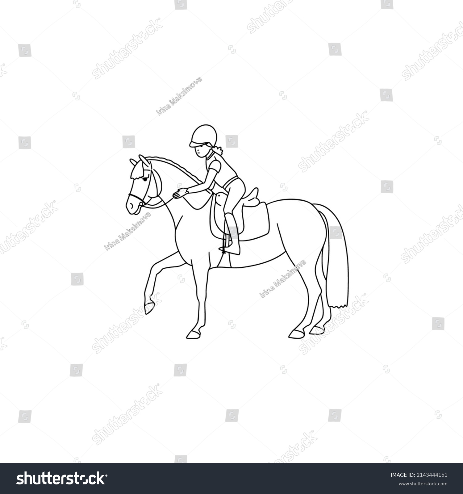 Cute Girl Her Pony Friend Stock Vector (royalty Free) 2143444151 