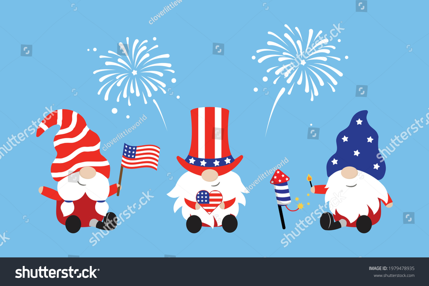 Cute Gnomes American Style Costumes 4th Stock Vector (Royalty Free ...