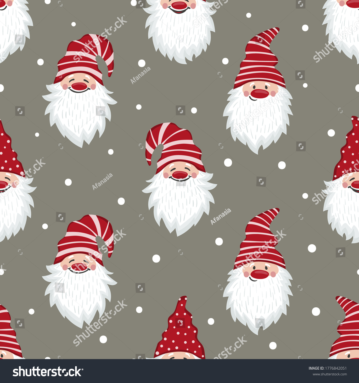 Cute Gnomes Pattern Seamless Christmas Background Stock Vector (Royalty ...