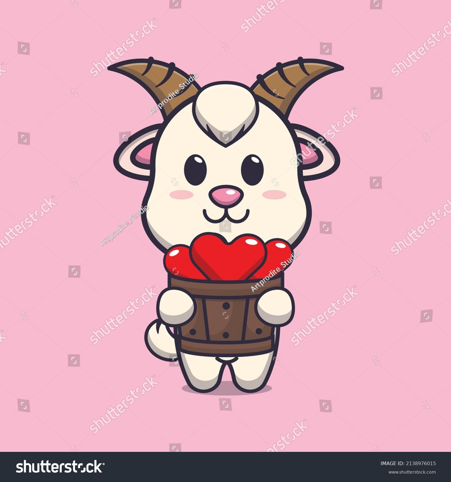 Cute Goat Cartoon Character Holding Love Stock Vector Royalty Free 2138976015 Shutterstock 