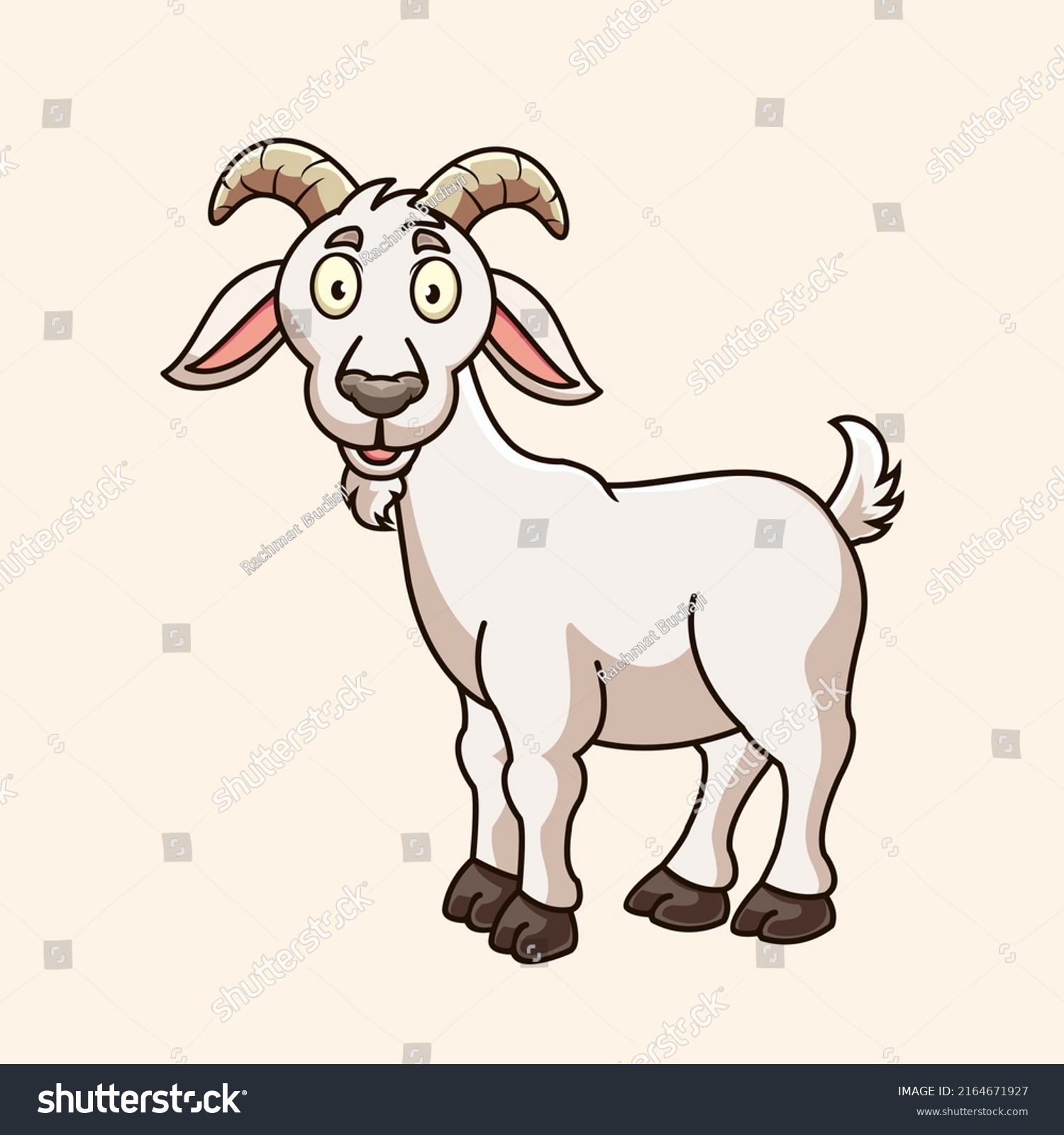 Cute Goat Cartoon Premium Vector Stock Vector Royalty Free 2164671927 Shutterstock 