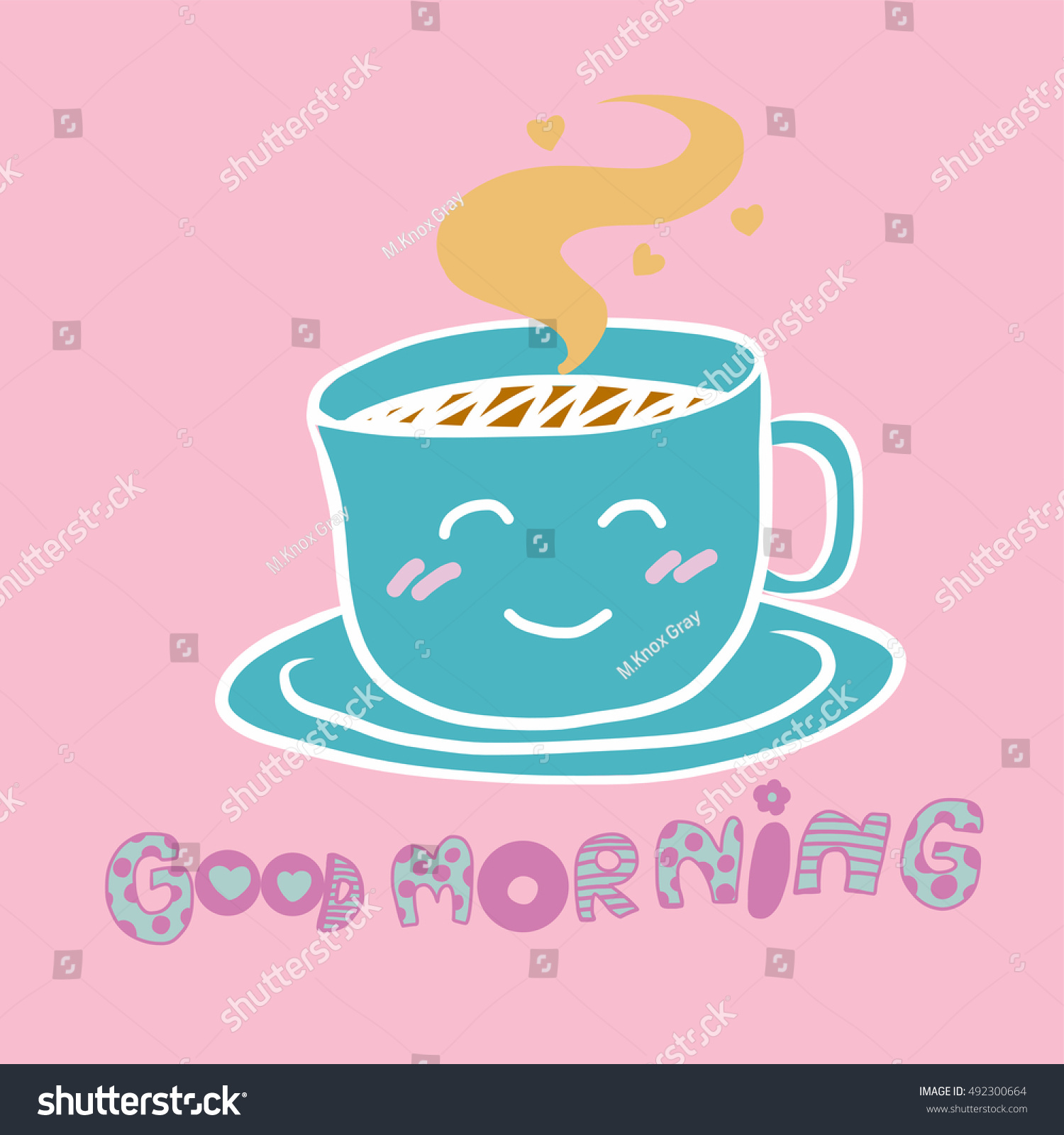 Cute Good Morning Coffee Cup Cartoon Vector Có Sẵn Miễn Phí Bản Quyền 492300664