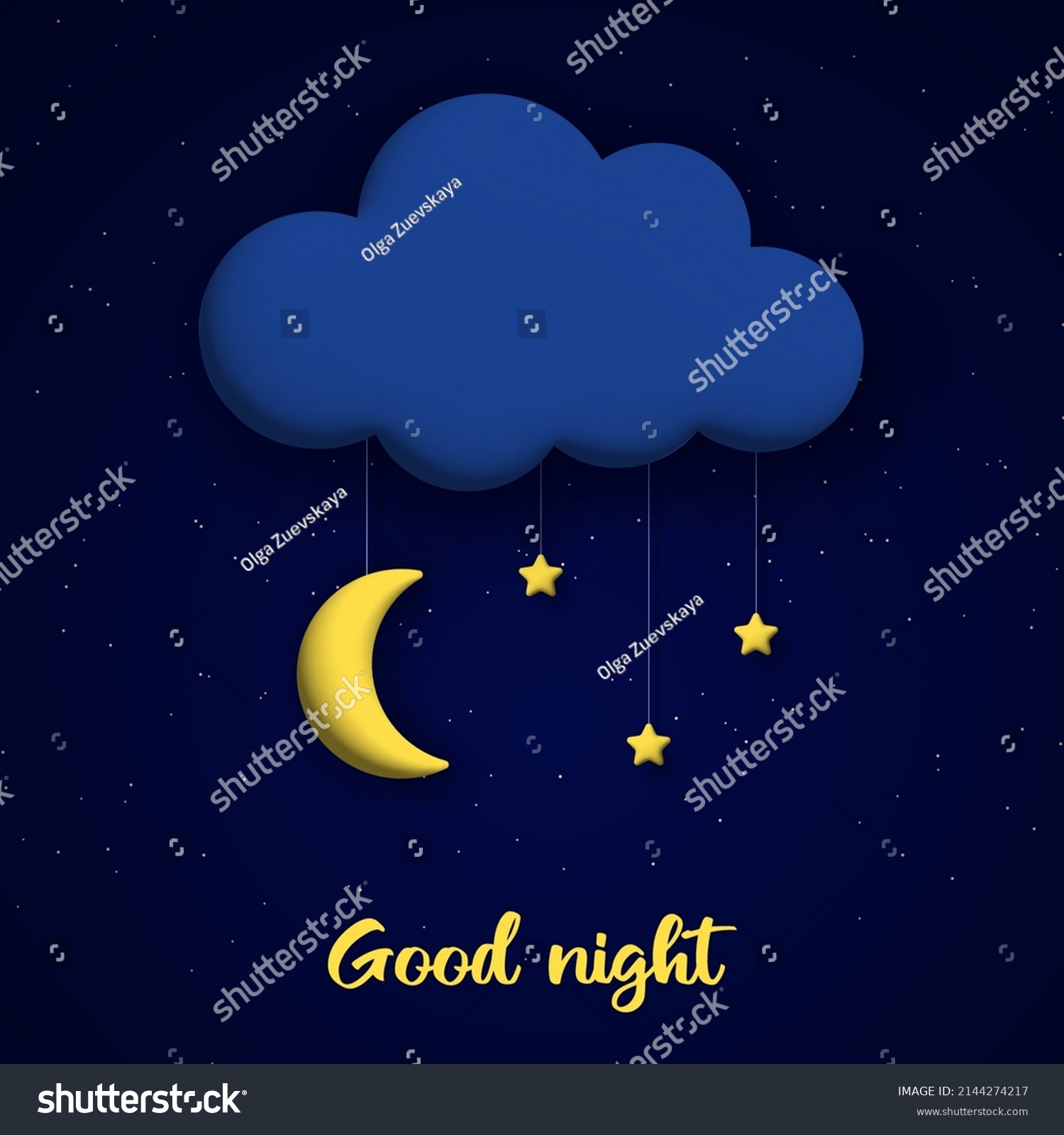 Cute Good Night Background 3d Cloud Stock Vector (Royalty Free ...