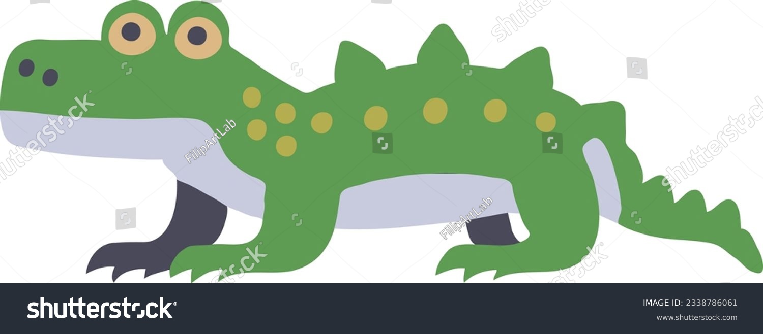 SVG of Cute green baby crocodile croc lizard vector kids style cartoon illustration. svg