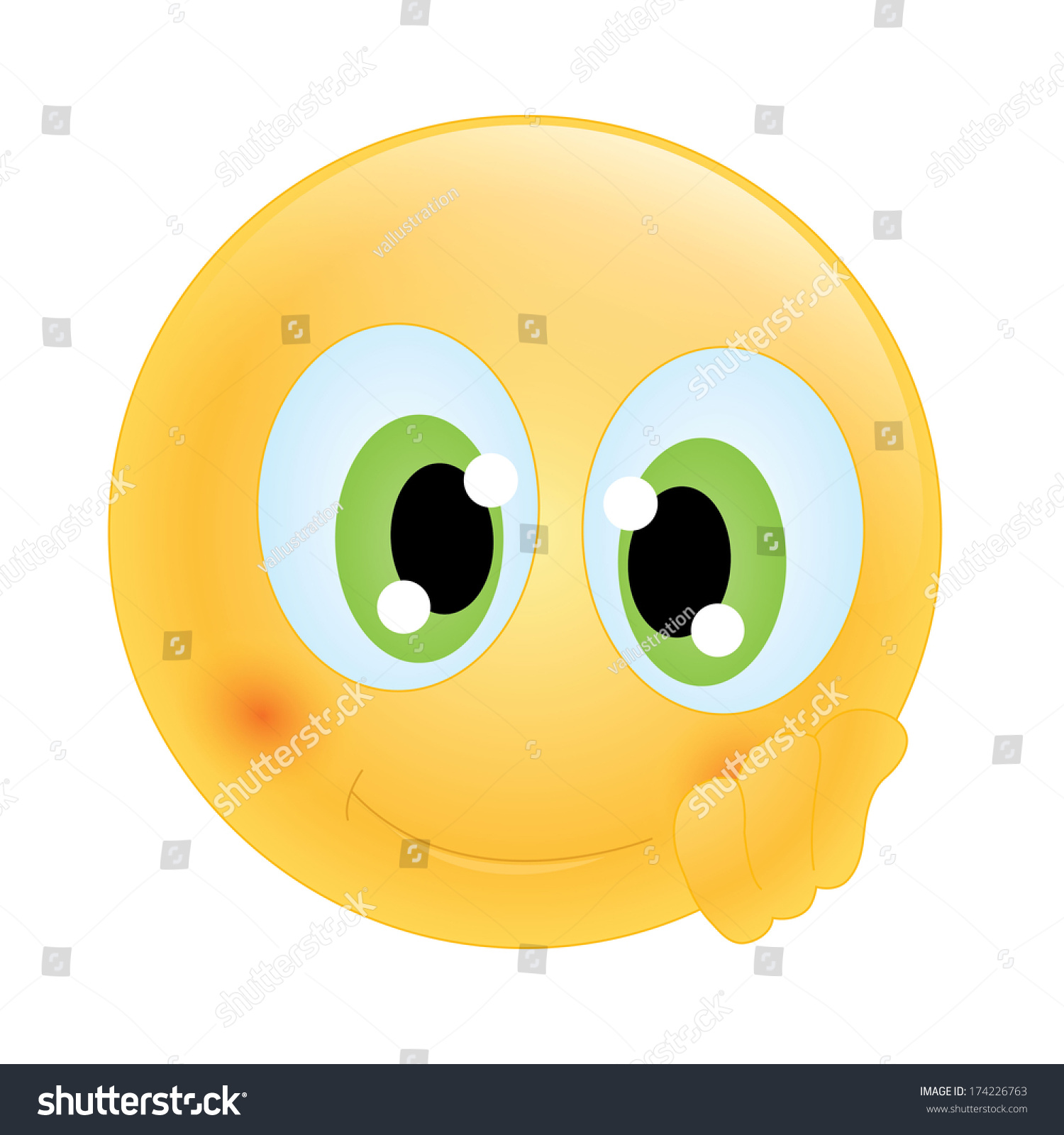 Cute Green Eyes Emoticon Day Dreaming Stock Vector Illustration ...