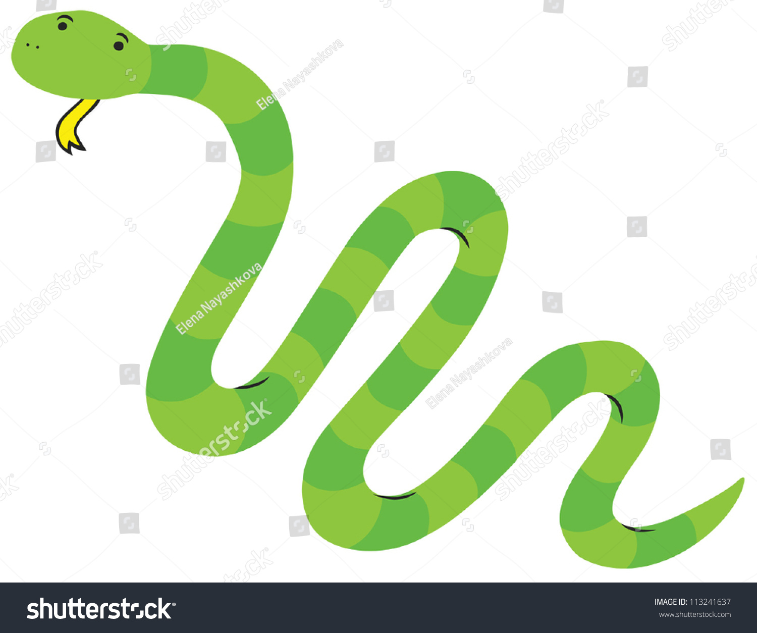 Cute Green Grass Snake Stock Vector Royalty Free