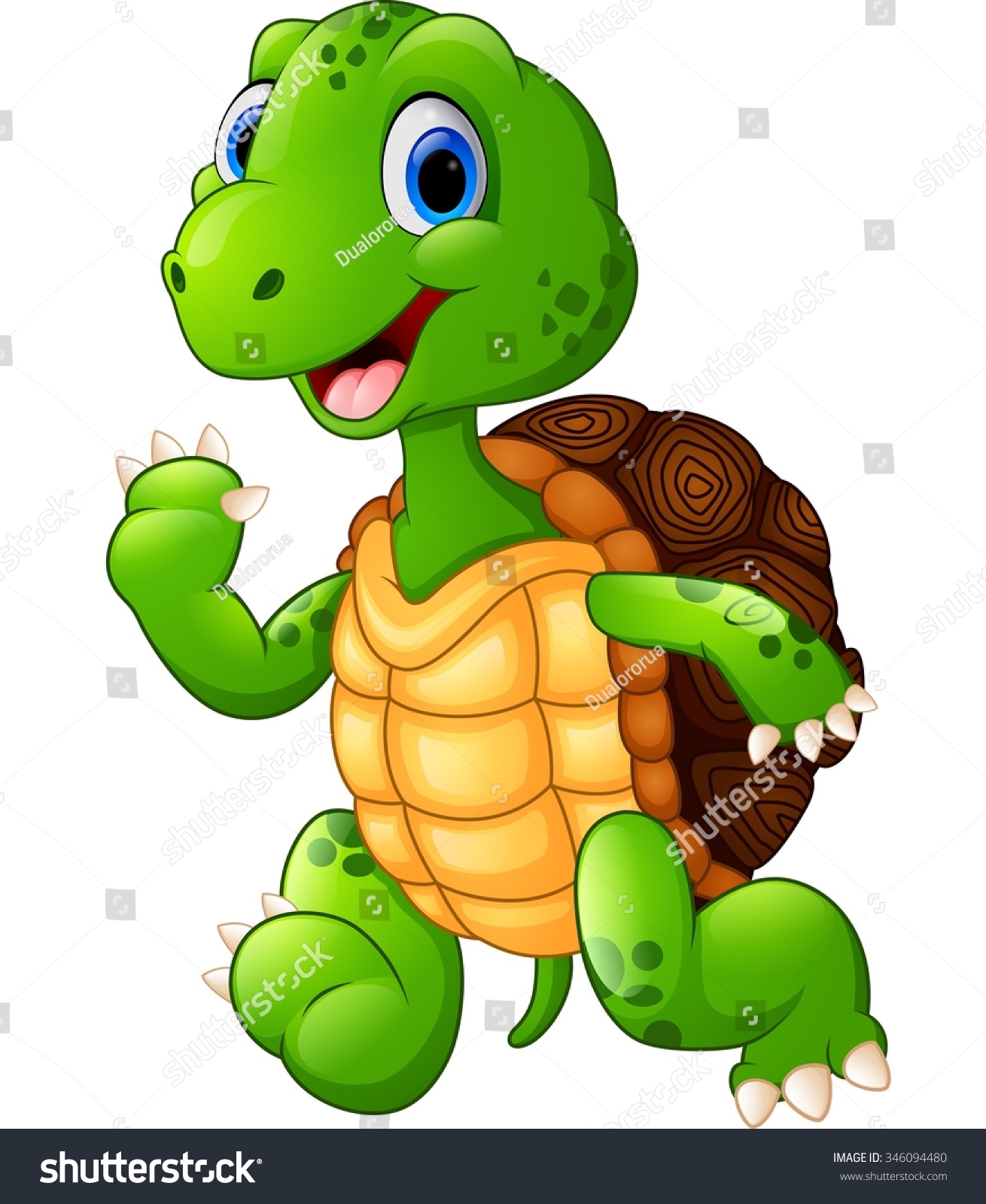 Cute Green Waving Turtle Stock Vector (Royalty Free) 346094480 ...