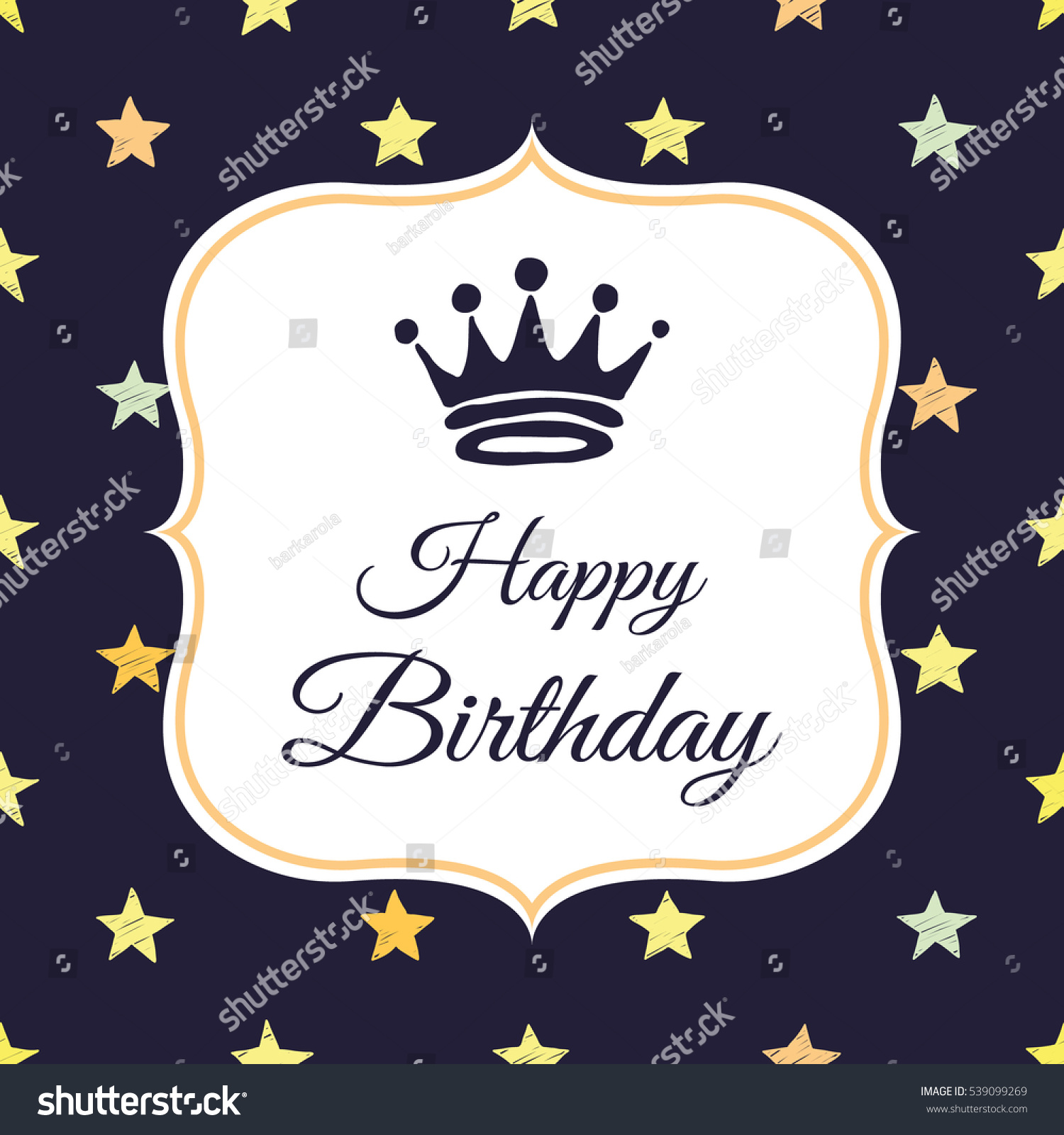 Cute Greeting Card With A Crown. "Happy Birthday" Message ...