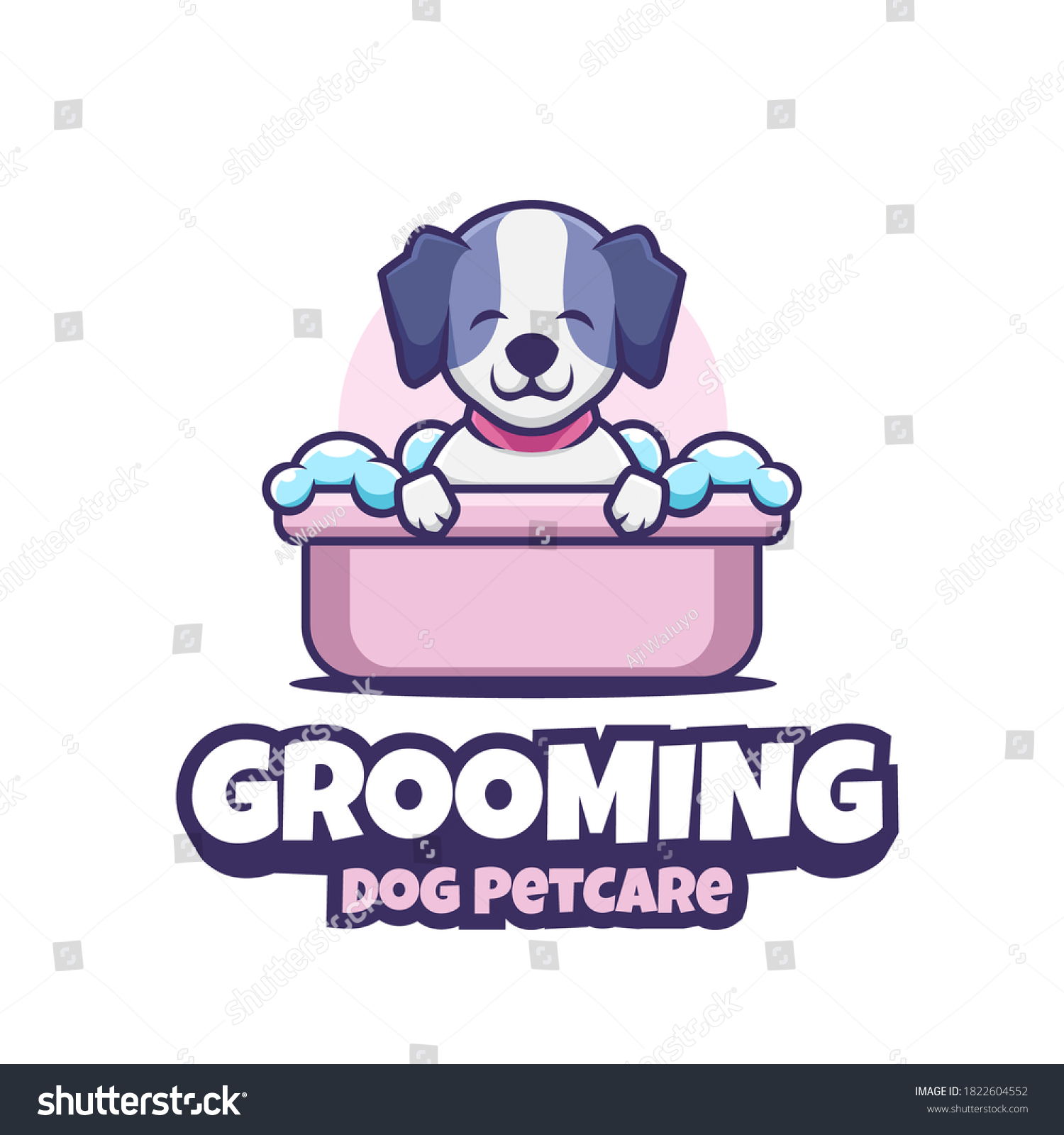 SVG of Cute Grooming Dog Pet Care Cartoon Logo svg