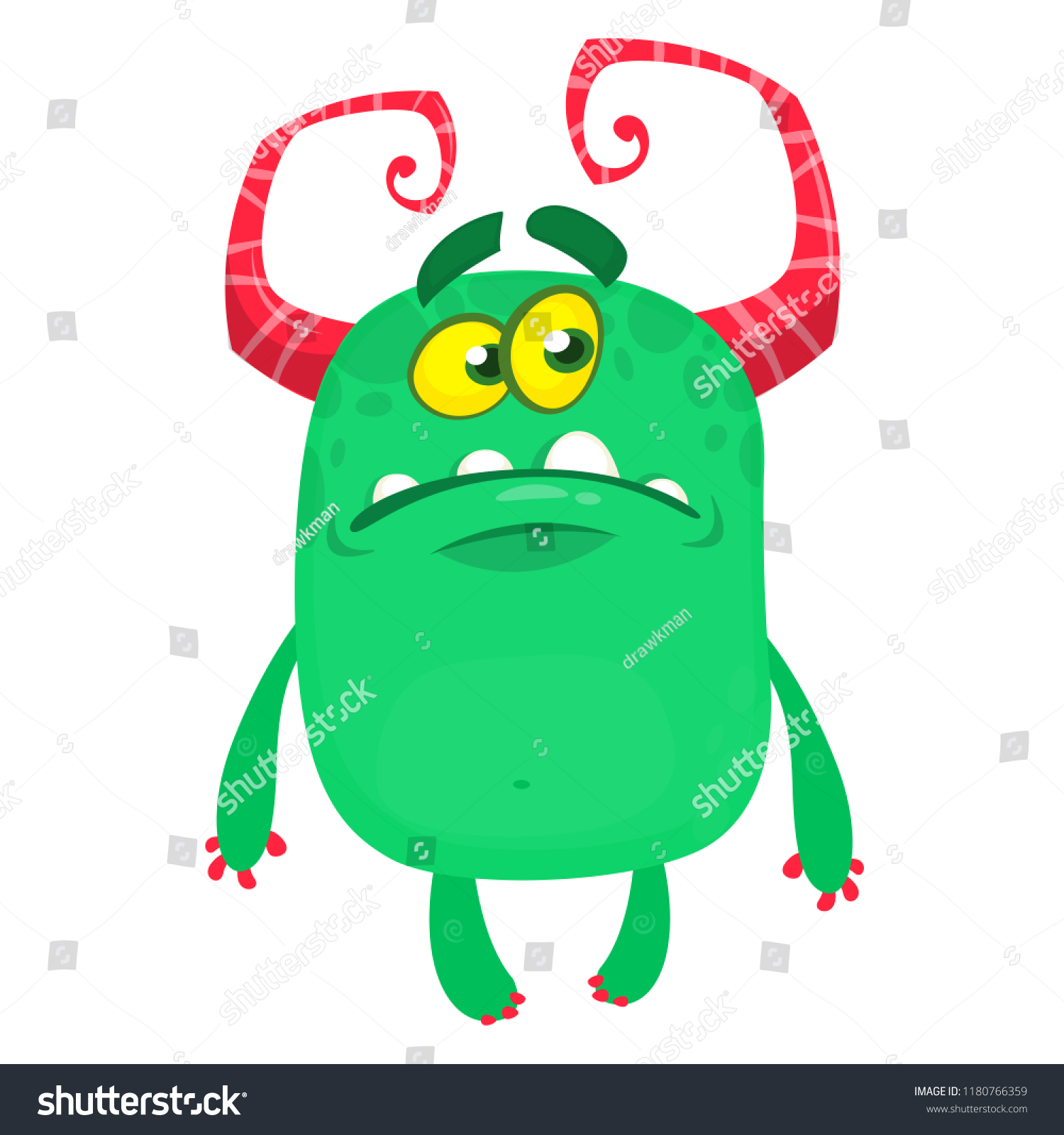 Cute Grumpy Cartoon Monster Vector Illustration Stock Vector (Royalty ...