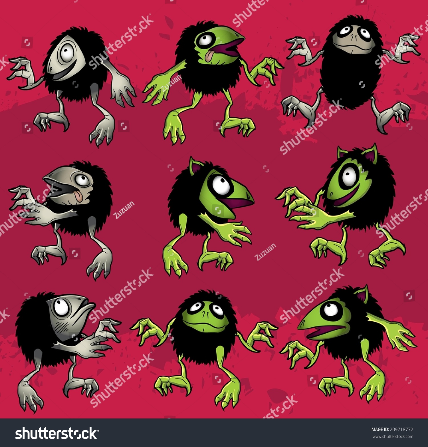 Cute Hairy Monster Imp Toy Cartoon Stock Vector Royalty Free 209718772