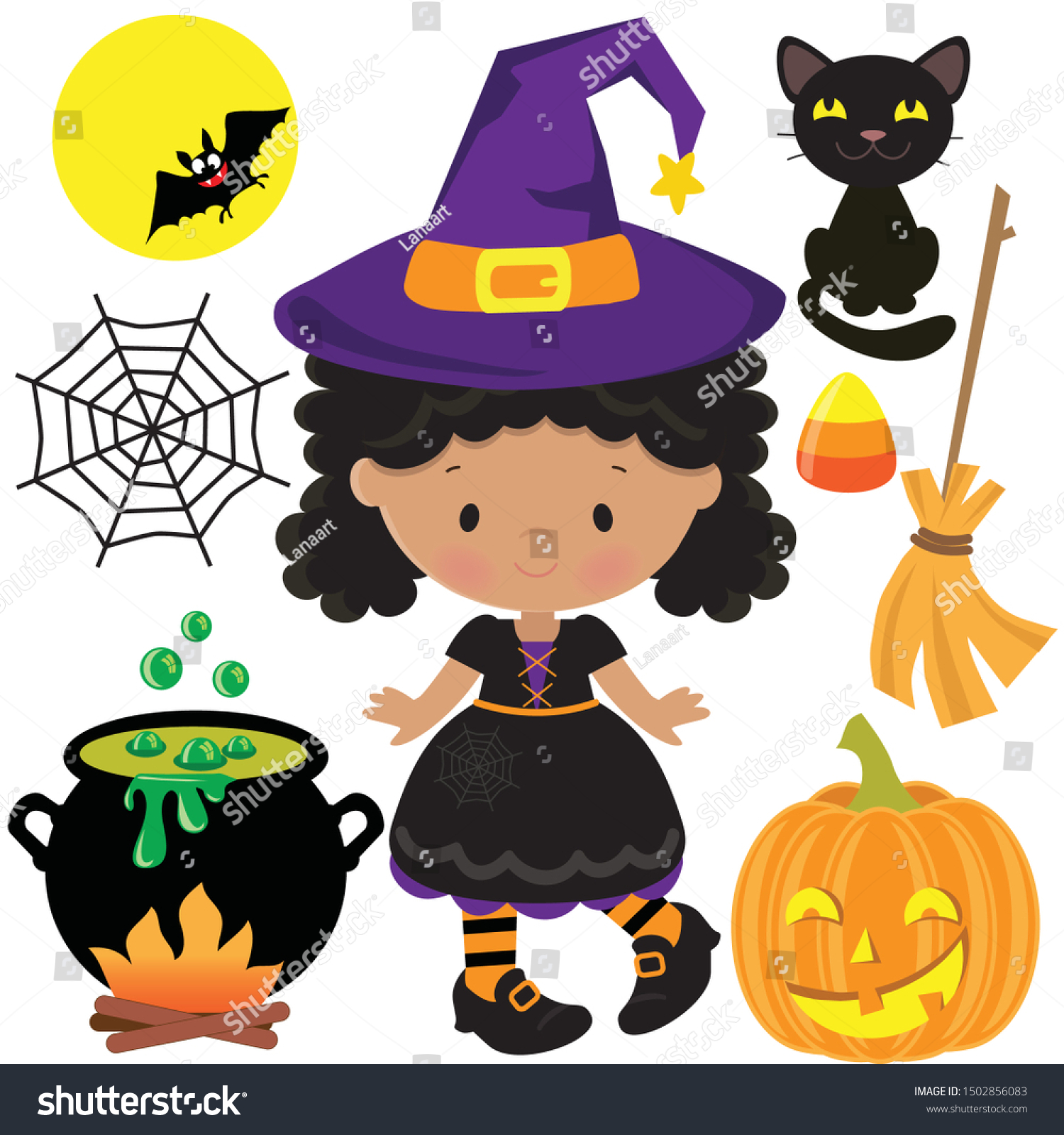 Cute Halloween Witch Vector Cartoon Illustration Stock Vector (Royalty ...