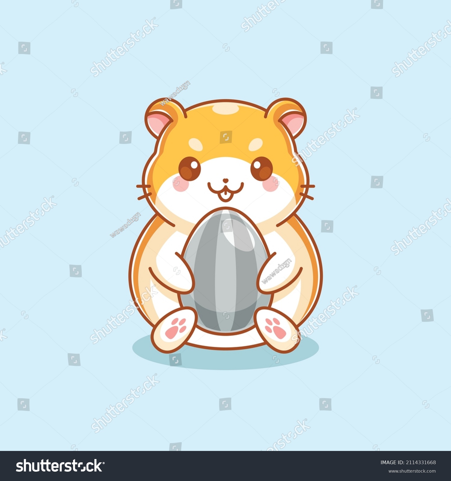 Cute Hamster Eating Sunflower Seed Cartoon Stock Vector (Royalty Free ...